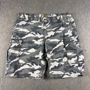 Y2K Carhartt Camo Men Relaxed Fit Cargo Shorts Size 40 Grey Army Work 100279 071